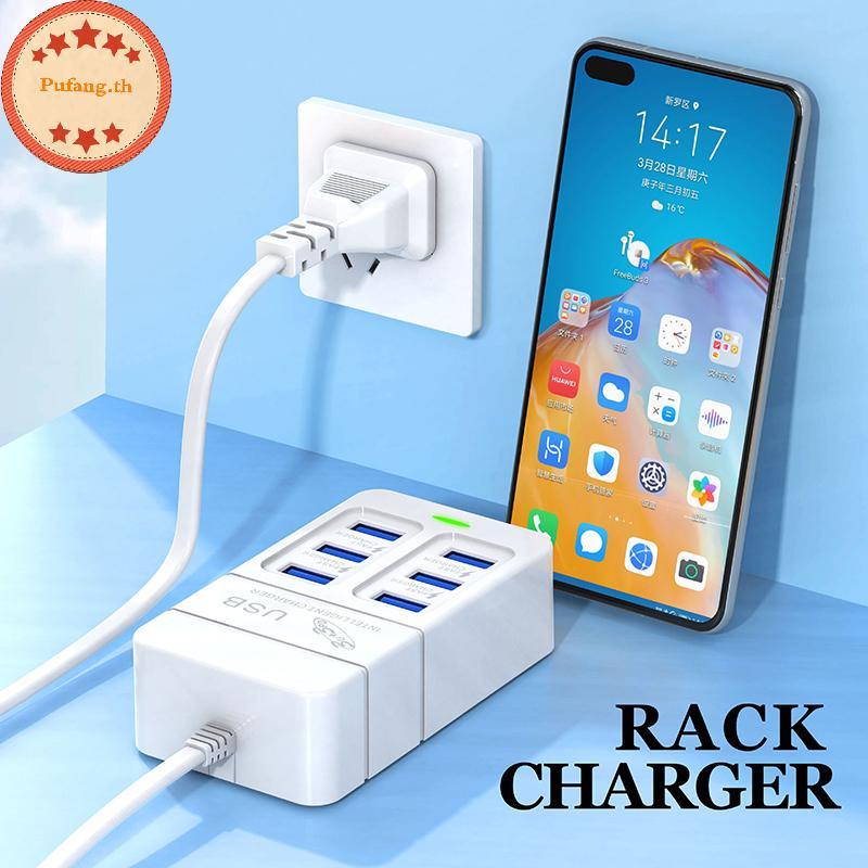 PUFANG EU UK Plug 6 พอร์ต 35W Charger USB PD Desktop Power Charger Adapter สําหรับ Home Office Schoo