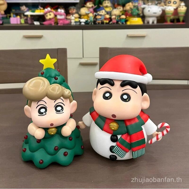คริสต์มาส Crayon Shin-Chan Hand-Made Snowman Shin-Chan Shin-Chan การ์ตูนน่ารักเดสก์ท็อปตกแต่งตุ๊กตาต