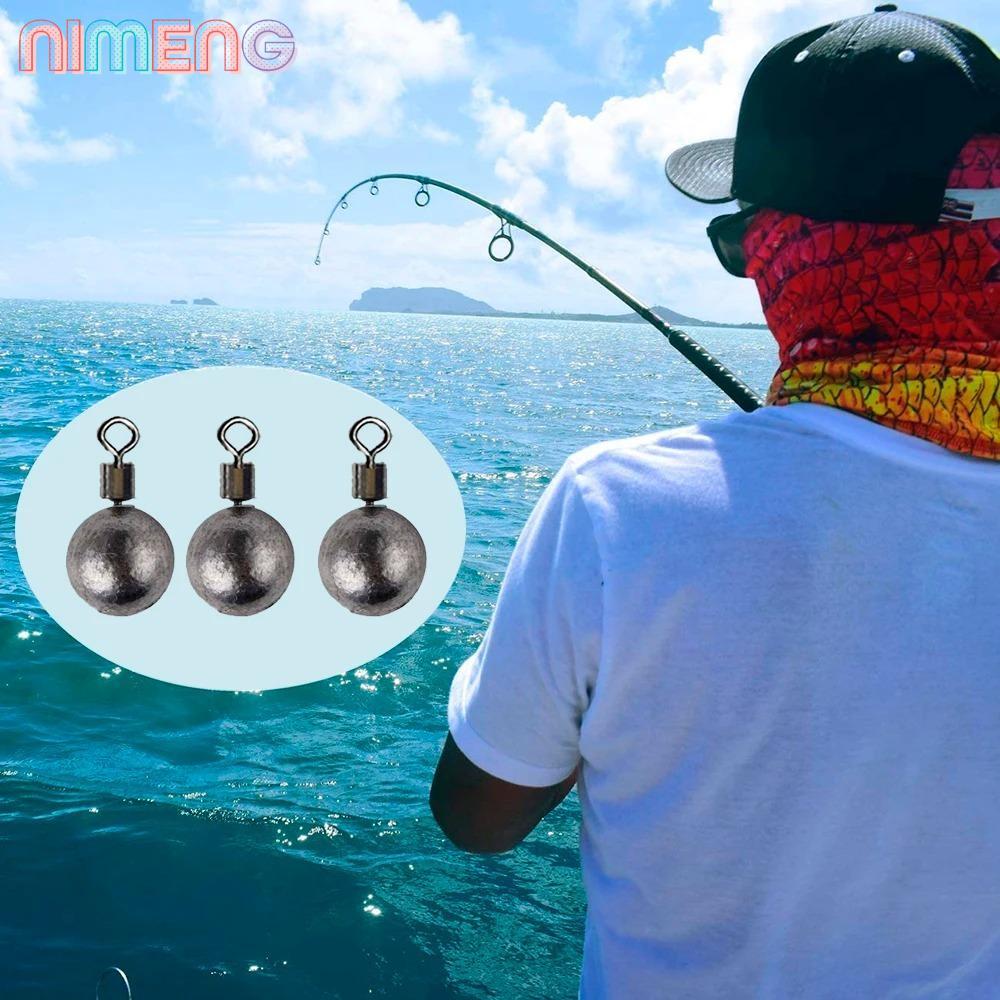 NIMENG 10 ชิ้น Drop Shot Weights Kit, 3.5g/5g/7g/10g/14g/20g การหมุน 360° เครื่องชั่งน้ําหนักตกปลาอย่างอิสระ, อ่างล้างจานตกปลาแบบหล่นช็อตทรงกลมตะกั่วที่ทนทาน