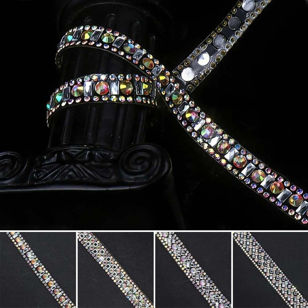 LUCKYU6P 1Yard Rhinestone Trim สายคล้อง,ตกแต่ง Trim อุปกรณ์เสื้อผ้า Self กาว Rhinestone Chain,แก้ว A