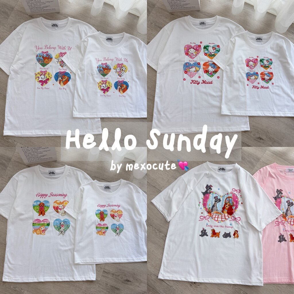 mexocute♡ เสื้อOversize & Baby Tee เนื้อผ้าคอตตอน หนานุ่ม hello sunday