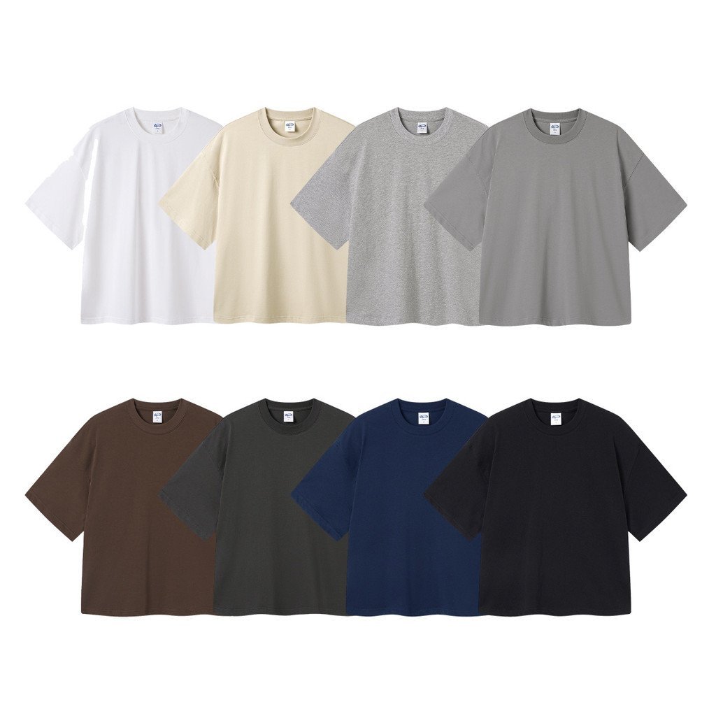 โซ่การปรับแต่งอินเทรนด์丨 Heavy Street Wear Boxy Loose Simple Pure Cotton Basic T-Shirt Short Fat Loo