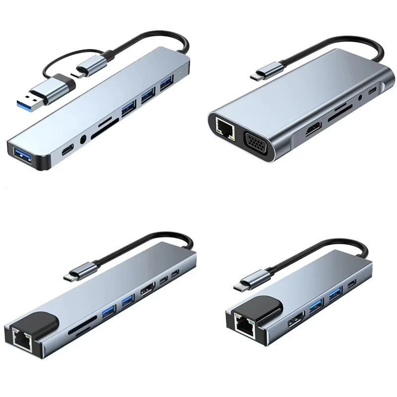 USB C HUB Type C Splitter Thunderbolt 3 Docking Station Adapter สําหรับแล็ปท็อปพร้อม Macbook Air M1 