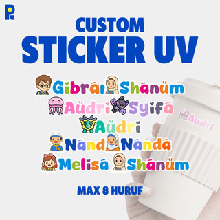 Pikapik Sticker Label 60pcs FREE Custom Nama UV DTF Karakter Kartun Lucu Sticker Pensil Alat Sekolah High Quality Tahan Air
