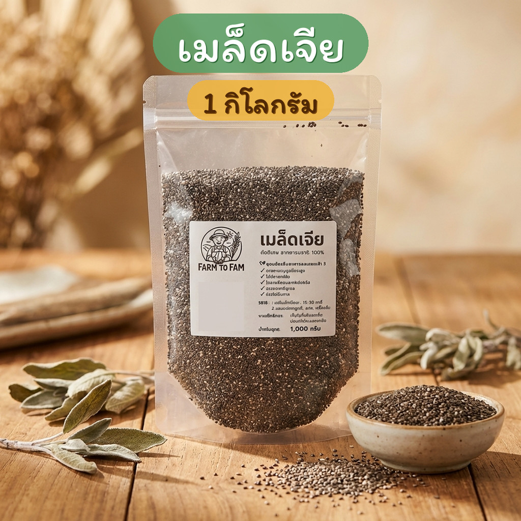 มีส่งด่วน เมล็ดเจีย คัดพิเศษ 1000 กรัม  Chai seeds