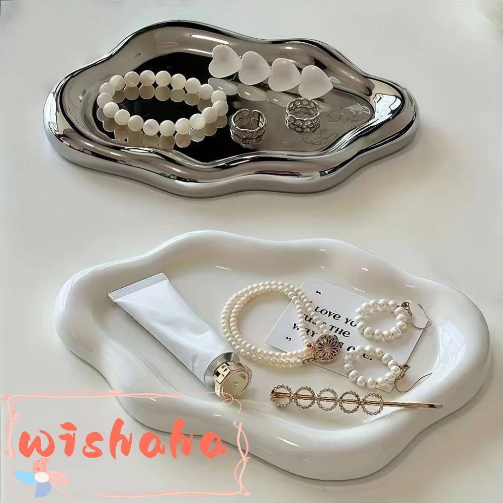 WISHAHA แผ่นจัดเก็บ,ถาดเครื่องประดับขนาดเล็กพลาสติก,Creative Cloud Shape เครื่องประดับจานนาฬิกา/Keys Storage