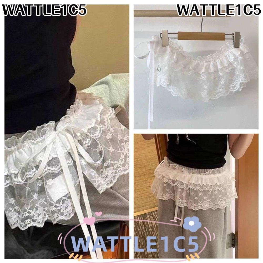 WATTLE1C5 มินิกระโปรงปักดอกไม้ Lace-Up สไตล์ STREETWEAR พร้อมรายละเอียด Ruched สำหรับกางเกงยีนส์