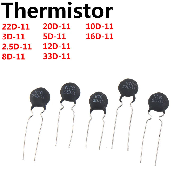 50PCS NTC ตัวต้านทานเทอร์มิสเตอร์ 22D-11 3D-11 2.5D-11 8D-11 20D-11 5D-11 12D-11 33D-11 10D-11 16D-1