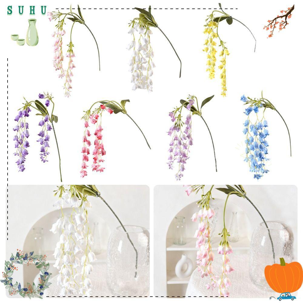 SUHU ประดิษฐ์ Wisteria ดอกไม้, 108 ซม.แขวนออกแบบผ้าไหม Wisteria Vine, Greenery Decor สีเขียวสีตกแต่ง