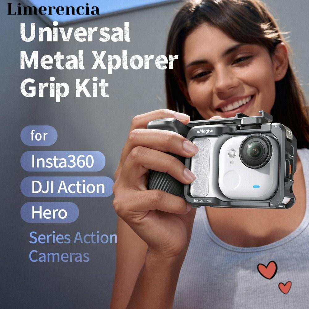 LIMERENCIA Xpllorer Grip Kit Handle, ปุ่มชัตเตอร์อลูมิเนียม Street Grip Vlog Holder, ปรับได้สําหรับ 