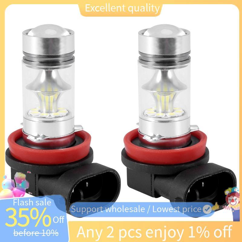 2X H8 H11 H16 6000K สีขาว 100W ไฟ LED หมอกหลอดไฟขับรถ DRL