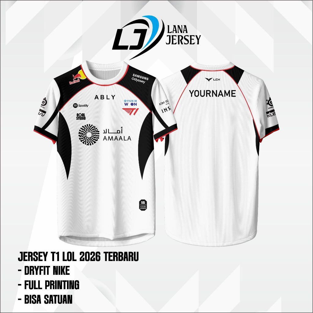 เสื้อแข่ง T1 LOL ล่าสุด เสื้อยืด T1 LCK ฟรีชื่อฉายการปรับแต่ง