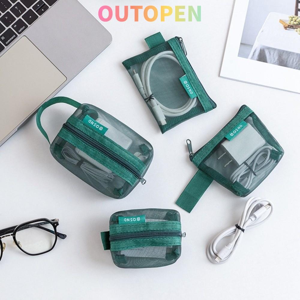 กระเป๋าเก็บโปร่งใส OUTOPEN, กระเป๋าเก็บตาข่ายไนลอนทรงสี่เหลี่ยม, อเนกประสงค์ระบายอากาศได้น้ําหนักเบา Data Lines Organizer Office Organization