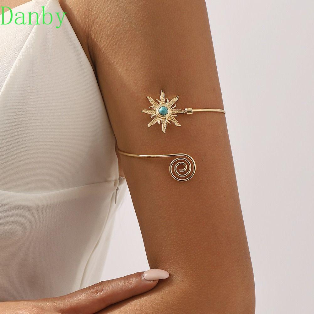 DANBY Arm Cuff, Alloy Twist Line Cuff กําไลข้อมือสําหรับผู้หญิง, Simple Arm Chain Turquoise ยุ้ยกว้า