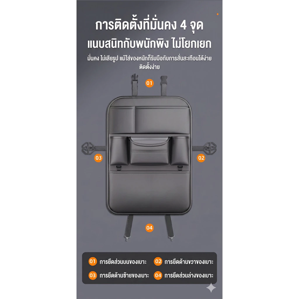 กระเป๋าเก็บของหลังเบาะรถยนต์ หนังพรีเมียม thumbnail 8