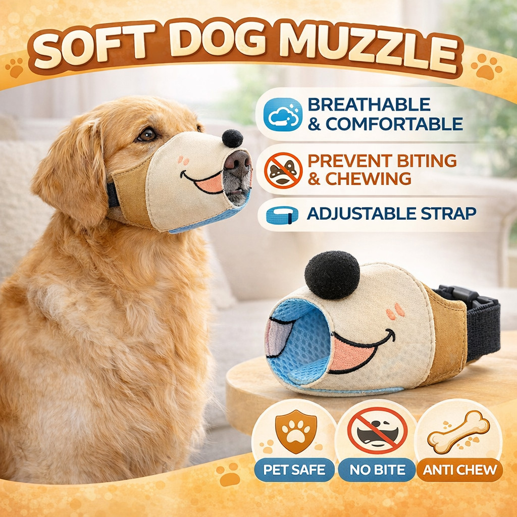 สุนัขตะกร้อปรับสัตว์เลี้ยงปากฝาครอบ Anti Bite Anti Bark Anti Eating Soft Canvas Muzzle สําหรับขนาดเล็ก Mediu