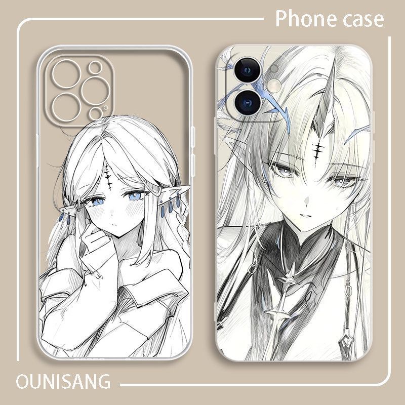 Wuthering Waves/Cartethyia/Hand-Drawn Line Draft Cattethyia เคสโทรศัพท์เหมาะสําหรับ iPhone Soft Case