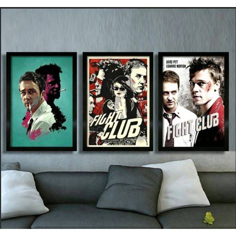Fight Club Movie Poster Canvas Wall Art for Cafe, Gym & Fight Club Decor, Frameless