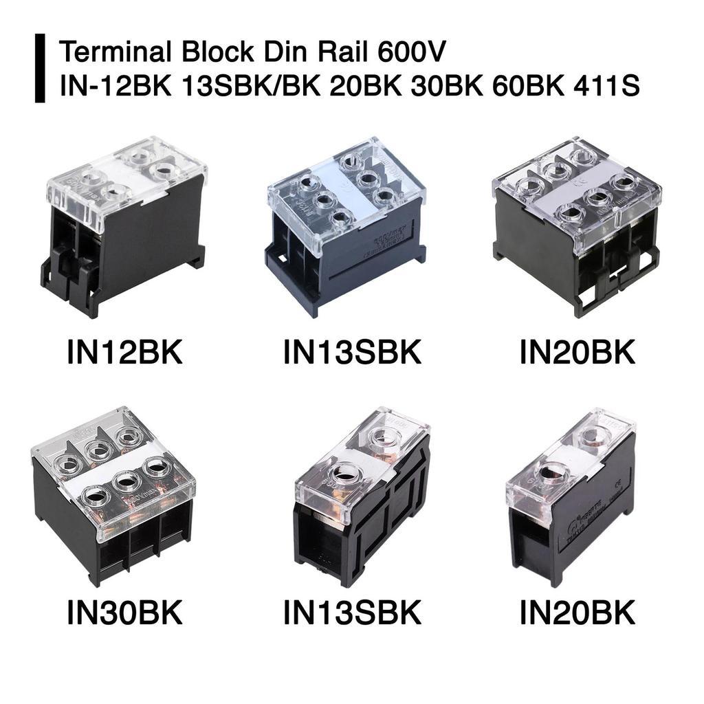 เทอร์มินอลบล็อค Din Rail 600V IN-12BK 13SBK/BK 20BK 30BK 60BK 411S