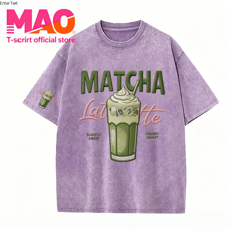 COD✅ (จัดส่งในกรุงเทพฯ) MAO Shop ❗เสื้อยืดสไตล์เกาหลี พิมพ์ลายเครื่องดื่มฤดูร้อน ผ้าฟอกสี oversized SXT10