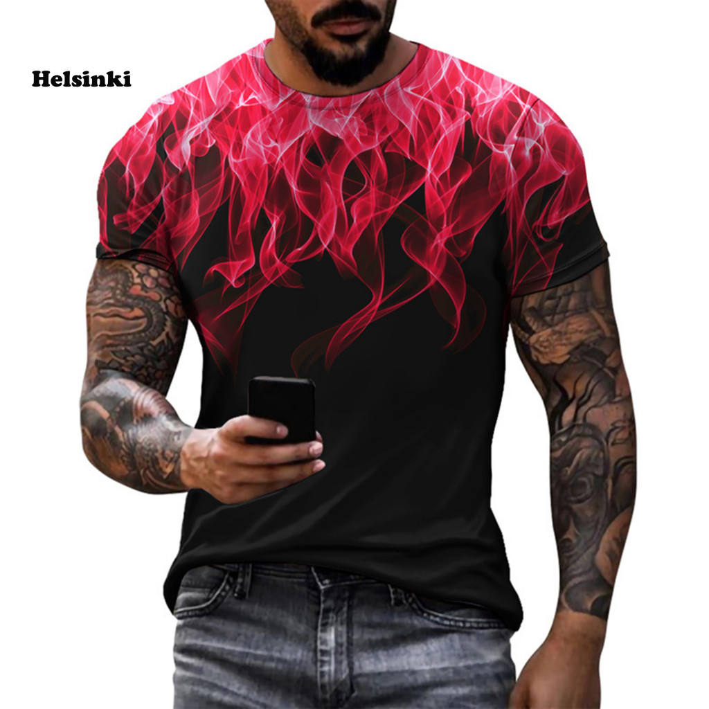 HLS เสื้อยืดฤดูร้อน SLIM FIT ดูดซับเหงื่อ O คอ SLIM FIT เสื้อยืดผู้ชาย
