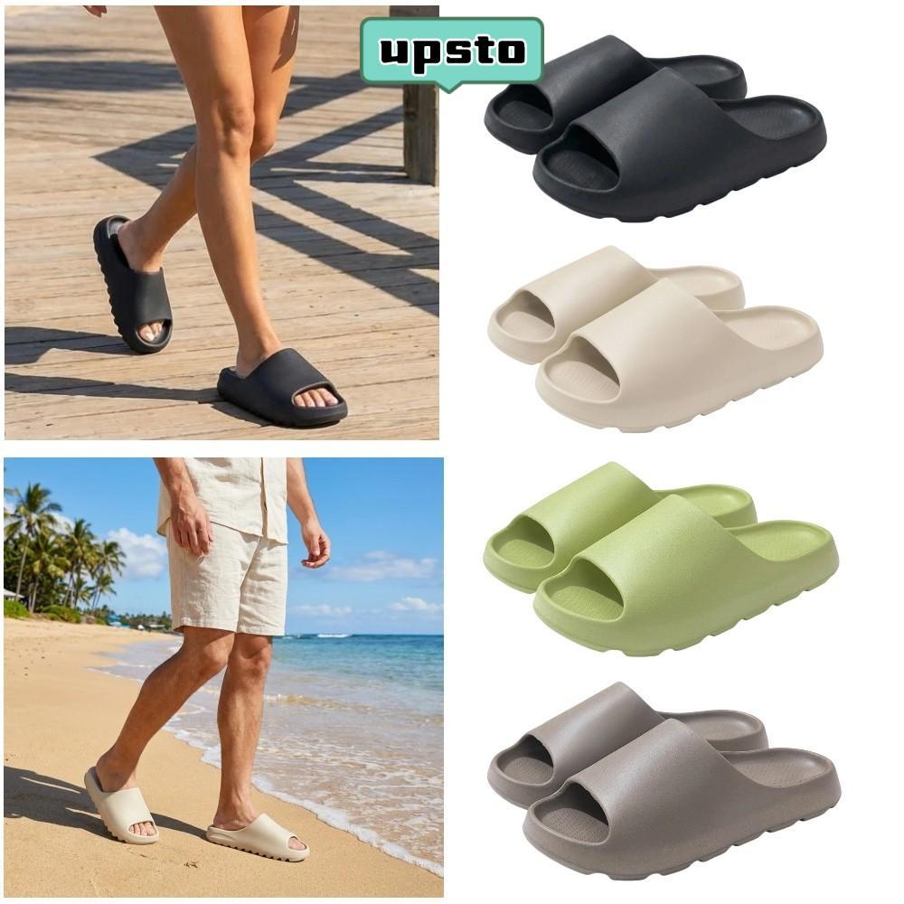 รองเท้าชายหาด UPSTO รองเท้าแตะหนาสําหรับฤดูร้อนแบบพื้นนุ่มแฟชั่นรองเท้าบ้านสีทึบ EVA สําหรับคู่รักแล