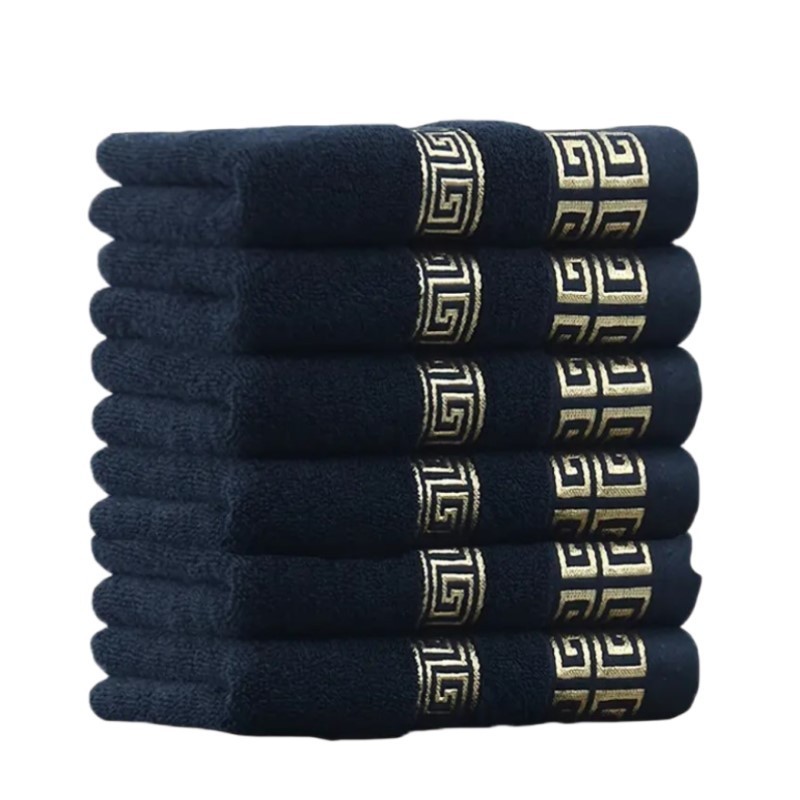 1/4/6pcs Black Cotton Towels 34x74cm 70x140cm Embroidered Hotel Quality Bath Towel for Adults Christ