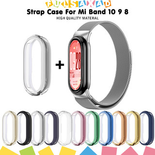 สายโลหะ + ตัวเรือน TPU สำหรับ for Xiaomi Mi Band 10 9 8 แผ่นป้องกันหน้าจอ ครอบคุ้มกันสำหรับ for Miband 10 9 8