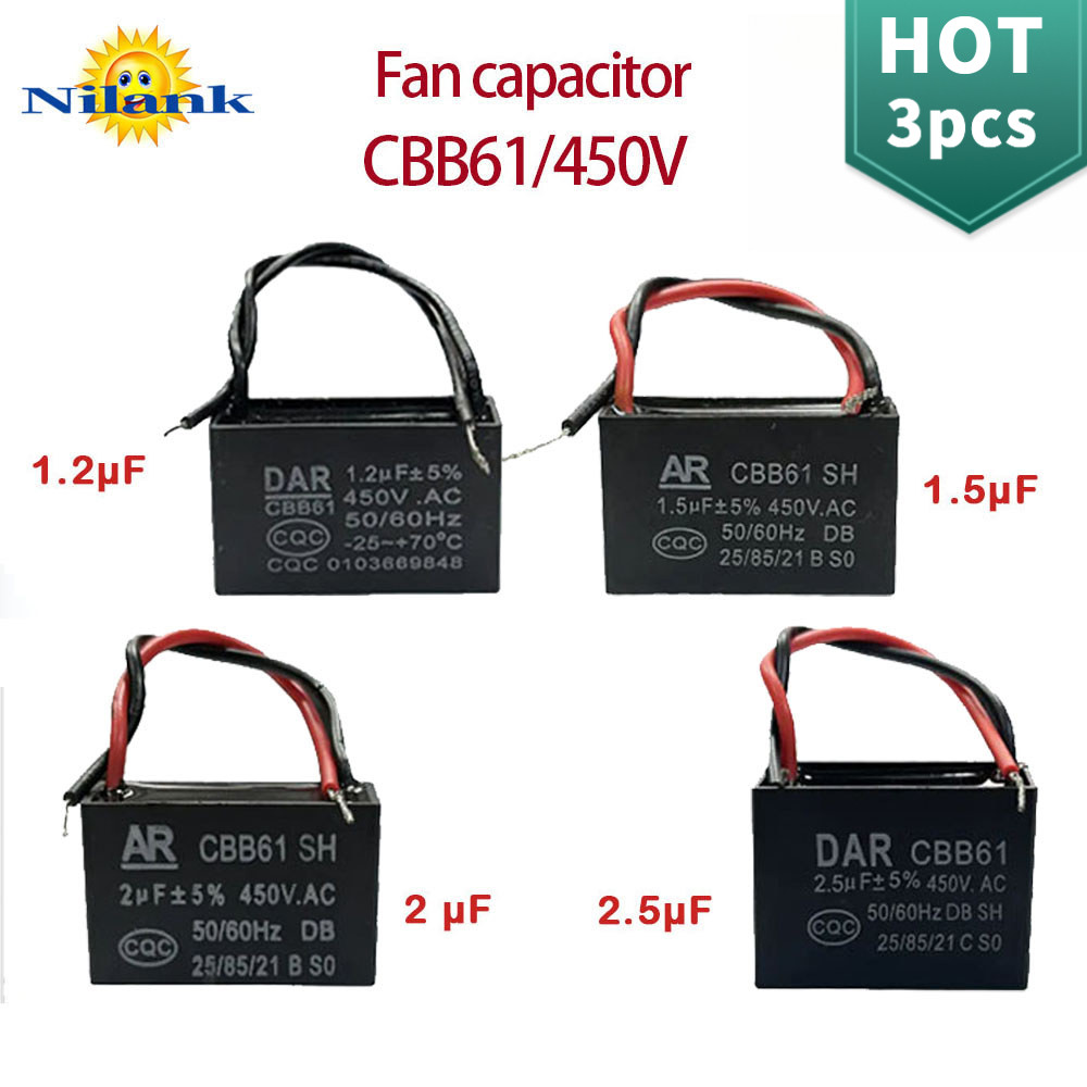 NiLANK ตัวเก็บประจุพัดลม/ความจุเต็ม 450V/CBB61 1.2 uF 1.5 uF 2uF 2.5 uF