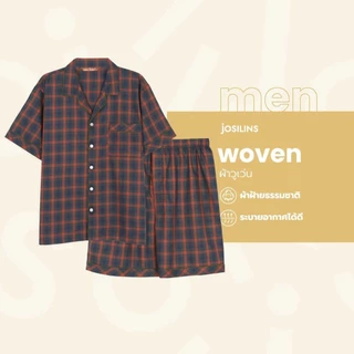 Josilins ชุดนอน ชุดอยู่บ้าน เสื้อแขนสั้น กางเกงขาสั้น ป้าย Anker Stubert ผ้าวูเว่น ใส่ได้ชายหญิง คละลาย