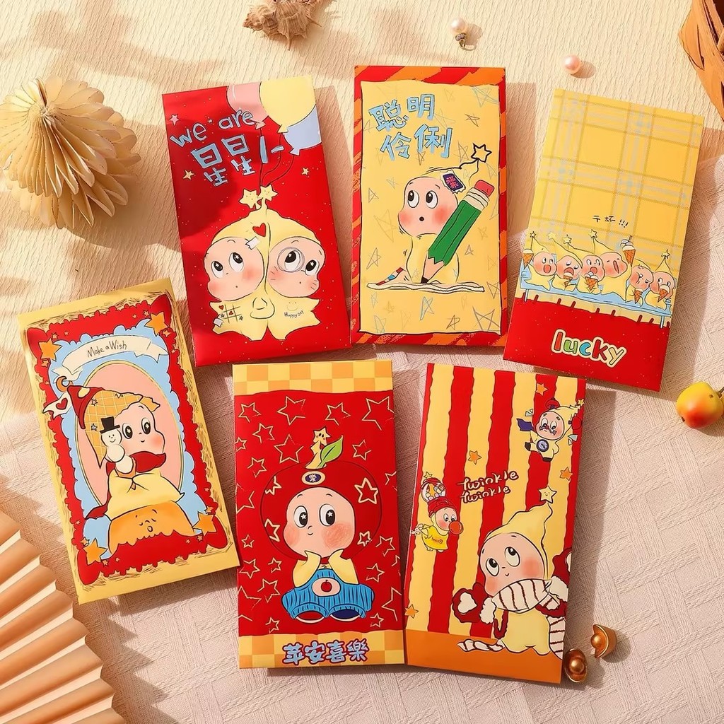 6ชิ้น/เซ็ตซองจดหมายสีแดงการ์ตูนดาวคนแพ็คเก็ตสีแดง2026ถุงเงินโชคดีปีใหม่เด็กของขวัญปีใหม่ - รูปที่ 4