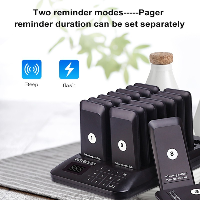 Ainna -Retekess TD157 Restaurant Pager Calling System With 16 Pager Receivers  Clinic Food Truck Wai
