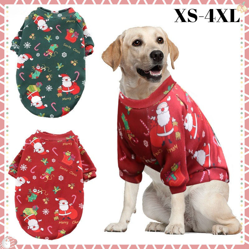 XS-4XL เสื้อคริสต์มาสสัตว์เลี้ยงสีแดงและสีเขียวไวน์แดงสําหรับสุนัขและแมววันหยุดคริสต์มาส