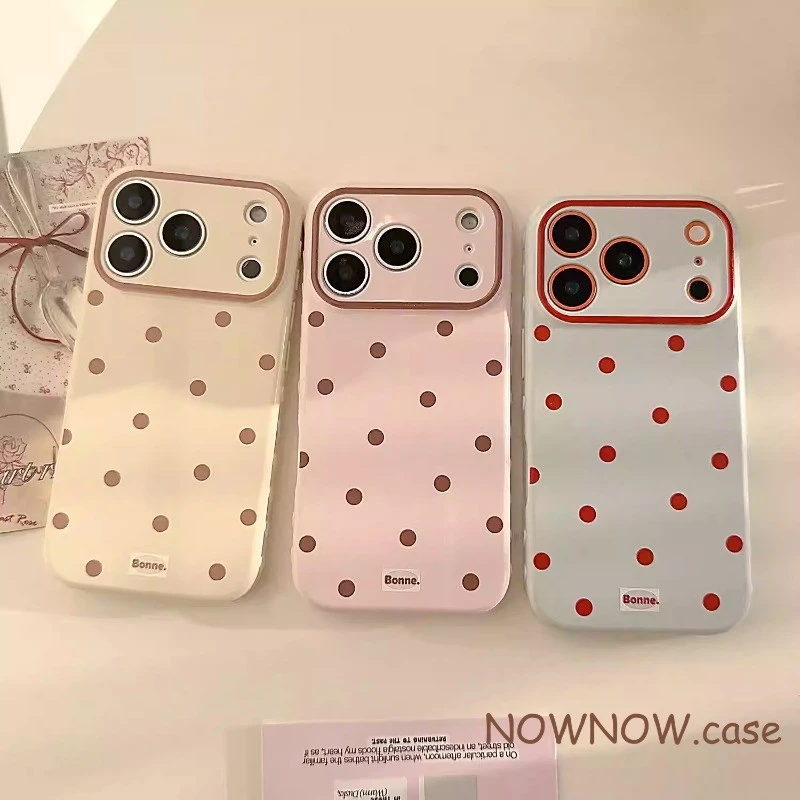 สําหรับ IPhone 17 Air 16 15 14 13 12 11 Pro Max X XR XS Max 7 8 Plus น่ารักสีสัน Polka Dot คู่ Full-covered ป้องกันการล่มสลายเคสโทรศัพท์ปกอ่อน