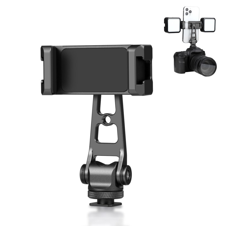 มาใหม่ PULUZ Z-axis 360 หมุนรองเท้าเย็นอลูมิเนียมโทรศัพท์ Clamp Holder Bracket