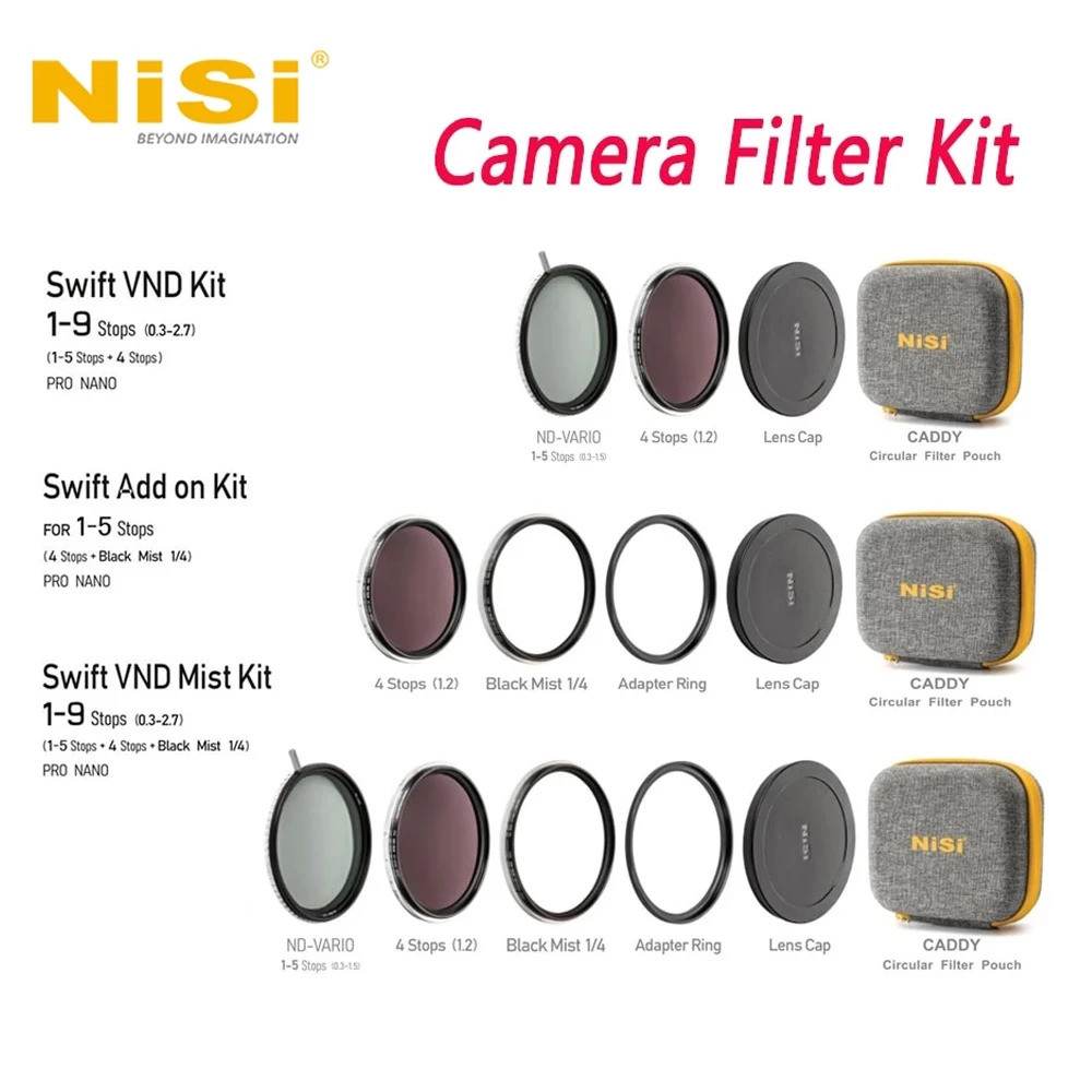 NISI Swift True Color VND Kit 1-9 Stops Variable ND Filter สําหรับถ่ายภาพและวิดีโอ ขนาด 67/72/77/82 มม.