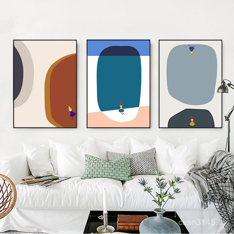 ภาพวาดตกแต่งผนังภาพวาดตกแต่งห้องเด็กภาพวาดบ้านผนังหนึ่งชิ้นเรือน่ารักเครื่องประดับนามธรรมห้องสร้างสร