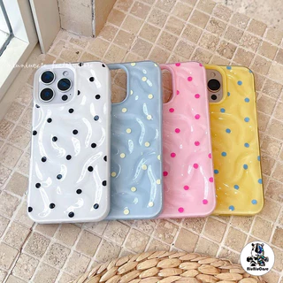 เคสไอโฟน 16 17 13 สำหรับ iPhone 17 15 11 13 16 14 12 Pro Max 15 14 16 6 6S Plus XR X XS ผ้าคลุมระบายลายจุดหวานน้อยชิ้น