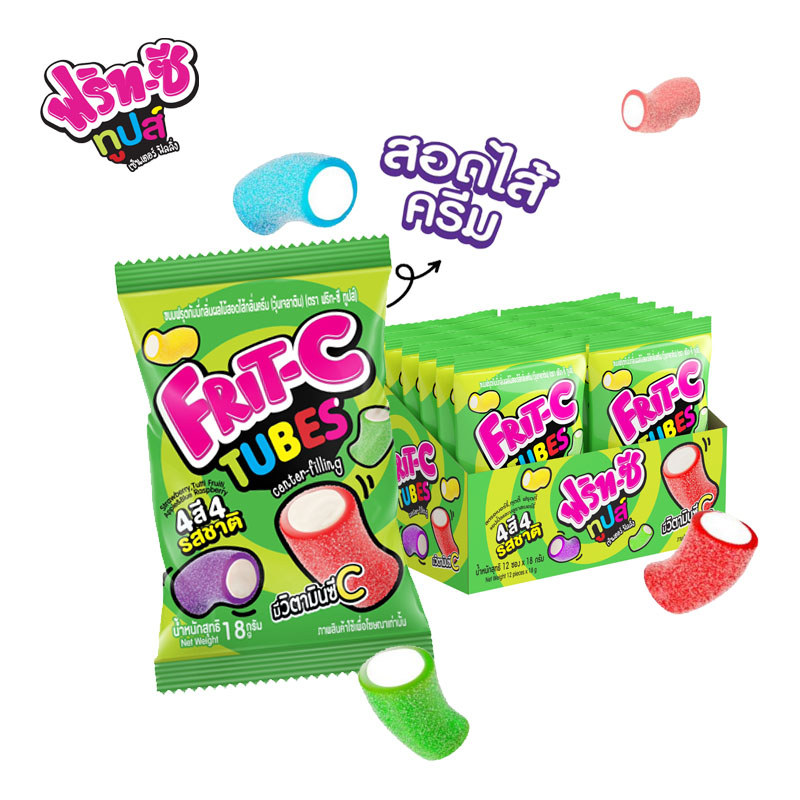 (1 กล่อง 12 ซอง) ฟริท-ซี ไบทส์ เรนโบว์ /ฟริท - ซี ทูปส์ ขนมฟรุต กัมมี่ - รูปที่ 3