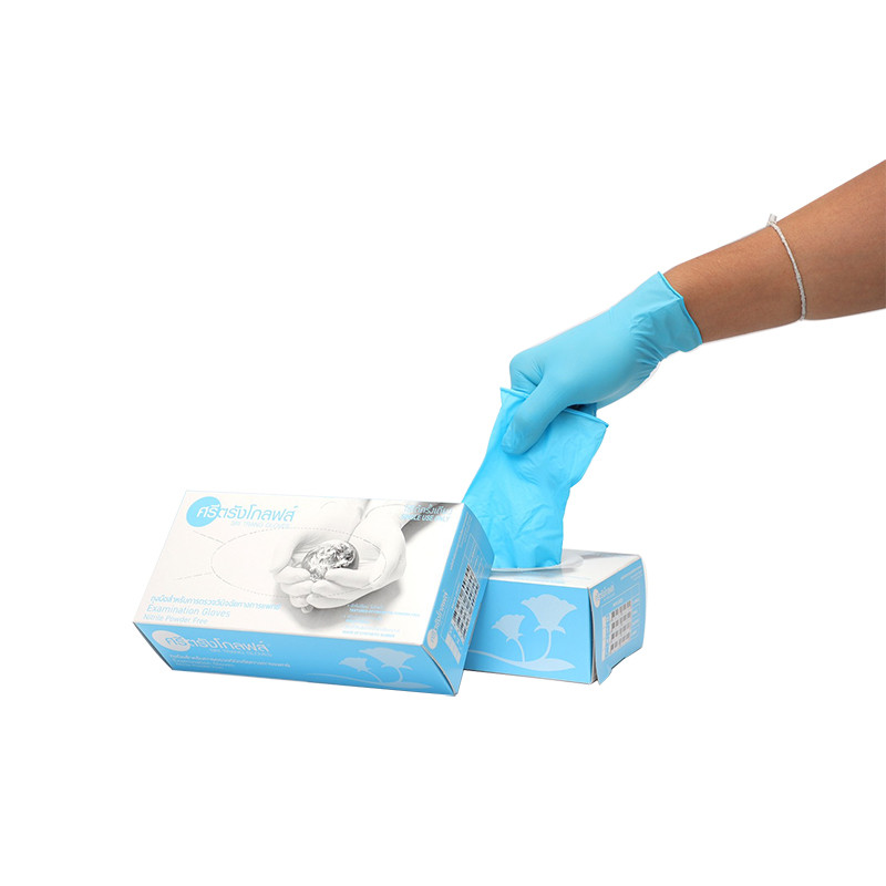 SRI TRANG GLOVES ถุงมือยางไนไตร รุ่น Glove05-L สีฟ้า ไซซ์ L