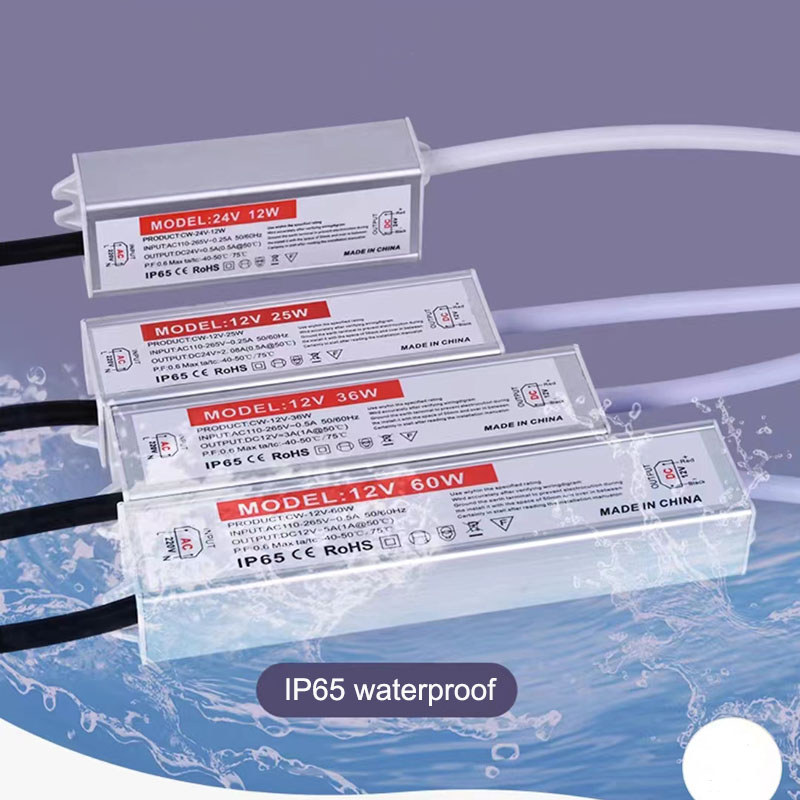 หม้อแปลงกันน้ํา, AC90-265V ถึง DC12V LED Driver แหล่งจ่ายไฟ 7W 12W 24W 36W 60W 100W กลางแจ้งกันน้ําไดร์เวอร์