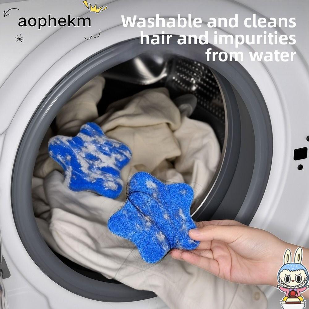 AOPHEKM เครื่องกําจัดขนสัตว์เลี้ยงสําหรับซักรีด, Star Shape Multi-Purpose Laundry Pet Hair Catcher, 