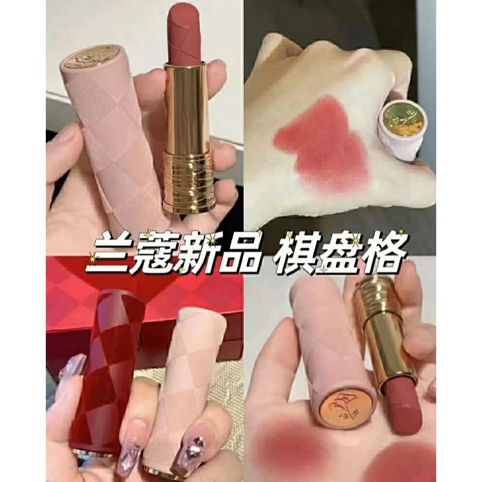 พร้อมสต็อก lancome lancome Christmas Valentines Day Limited Velvet Checkerboard Small Waist Lipstick