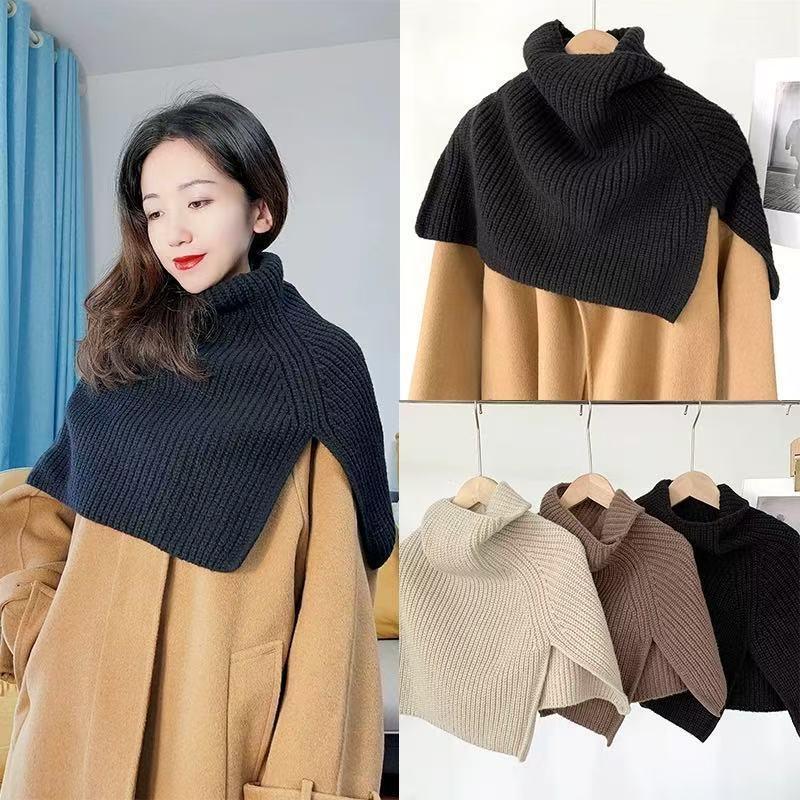 RRS คอผ้าพันคอเกาหลีไหมพรมหมวกฤดูใบไม้ร่วงและฤดูหนาวใหม่ เสื้อปอนโช เสื้อคลุมแยก หมวก
