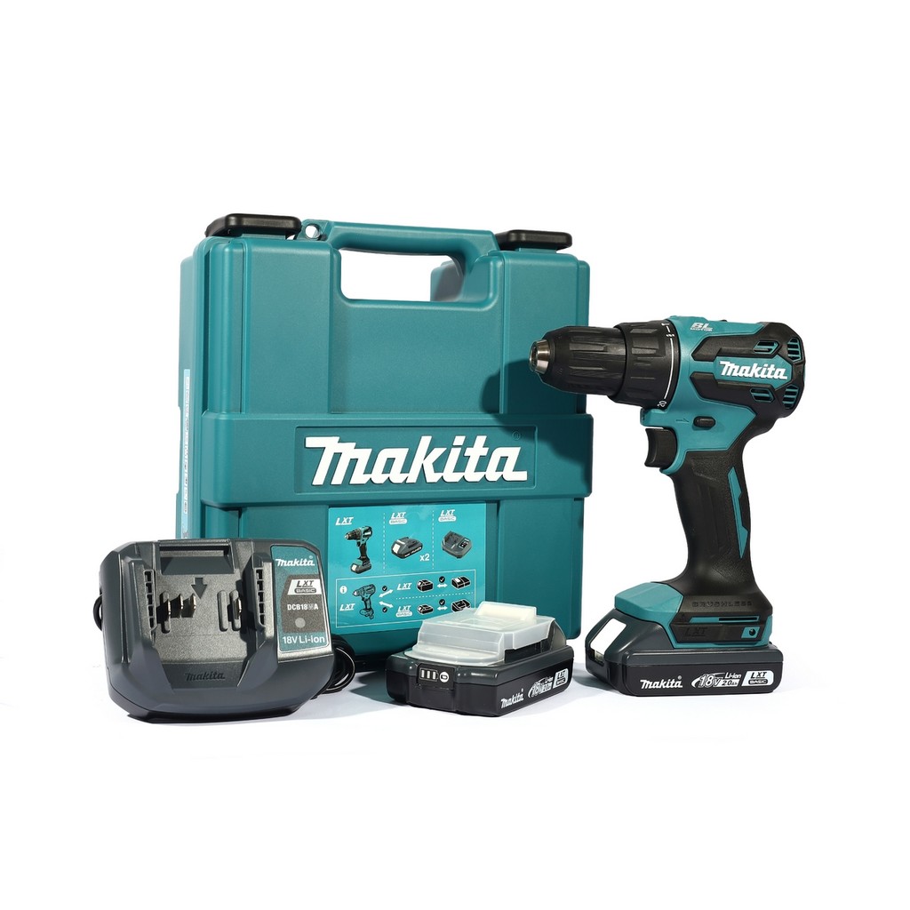MAKITA DHP490WVE สว่านกระแทกไร้สาย 18V 13 มม. (1/2 นิ้ว) แรงบิดยึดสูงสุด 65 NM รวมแบตเตอรี่และแท่นชา