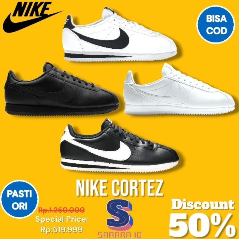 คอเต่า r combedngrd conneck neck combed CORTEZ XLV Leather Black White Leather Women & Men Original 