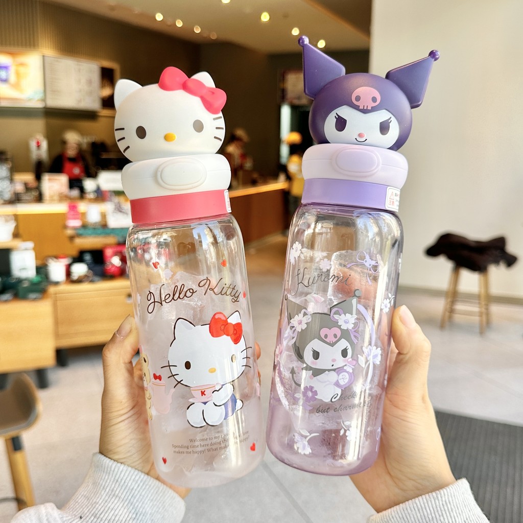Sanrio Doll Handy Plastic Cup Large Capacity Outdoor Summer Water Cup Children Cute Cartoon Kuromi Cup