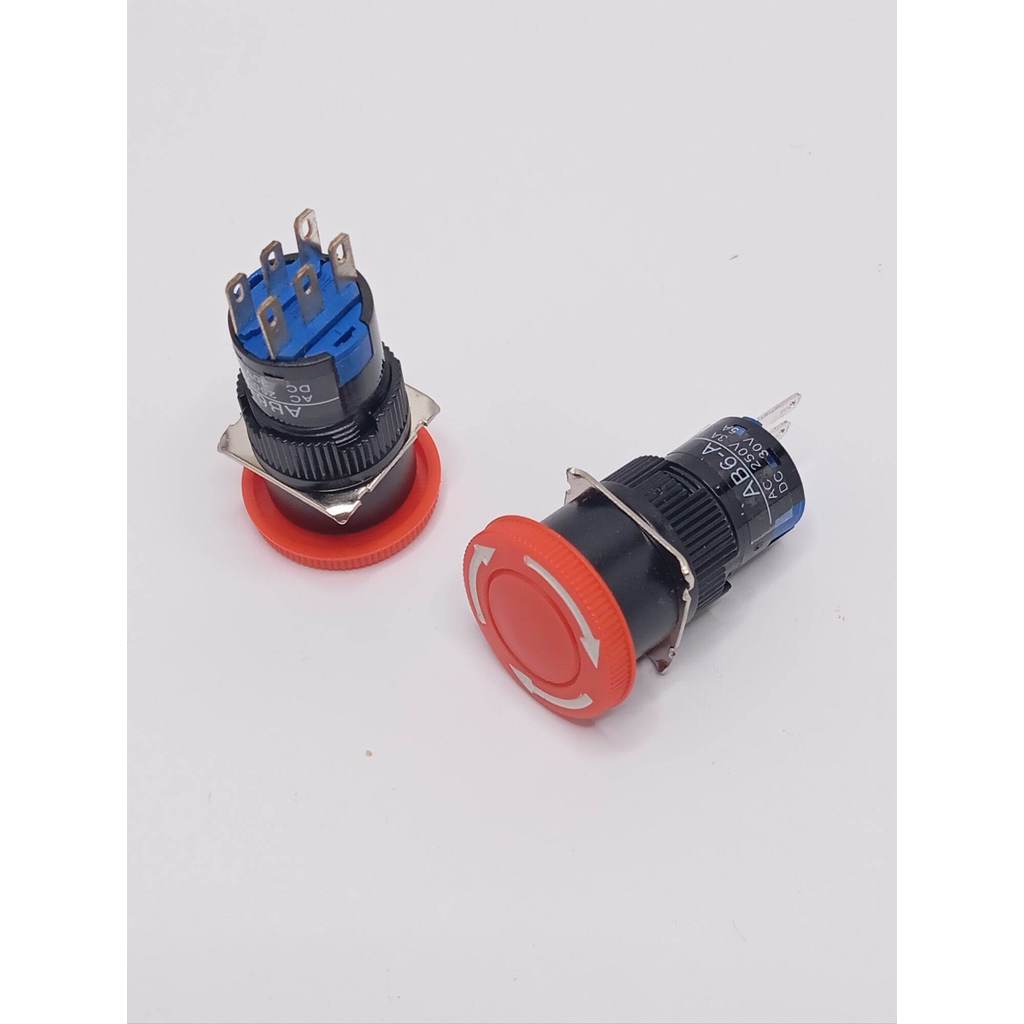 Newแท้ Emergency Stop Push Button Switch 16mm  สวิตช์ปุ่มหยุดฉุกเฉิน AC 250V 3ขา 6ขา สวิตซ์ดอกเห็ด L