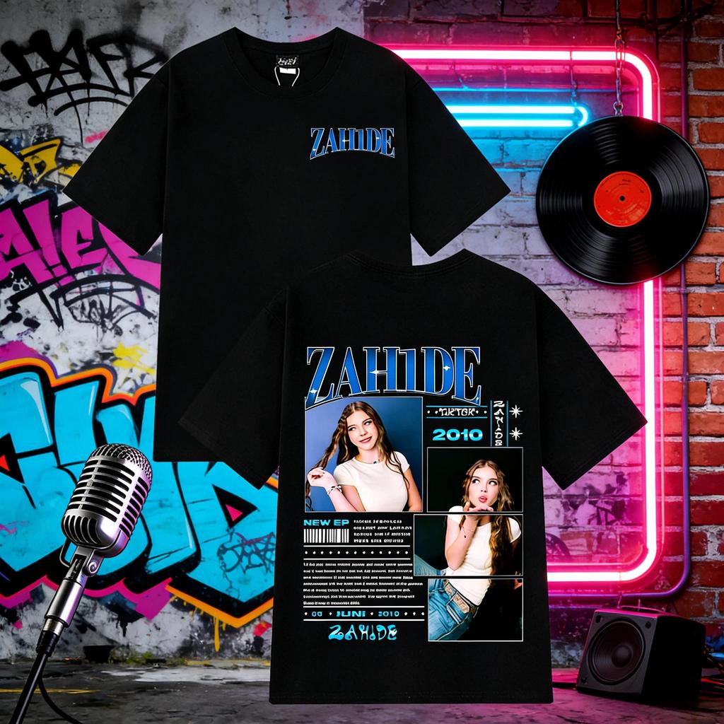 ฤดูร้อนนักร้อง Zahide Merch อัลบั้มกราฟิกเสื้อยืดผู้ชายแฟชั่นฮิปฮอปย้อนยุคผ้าฝ้ายแขนสั้นหลวมสบายๆ Sh