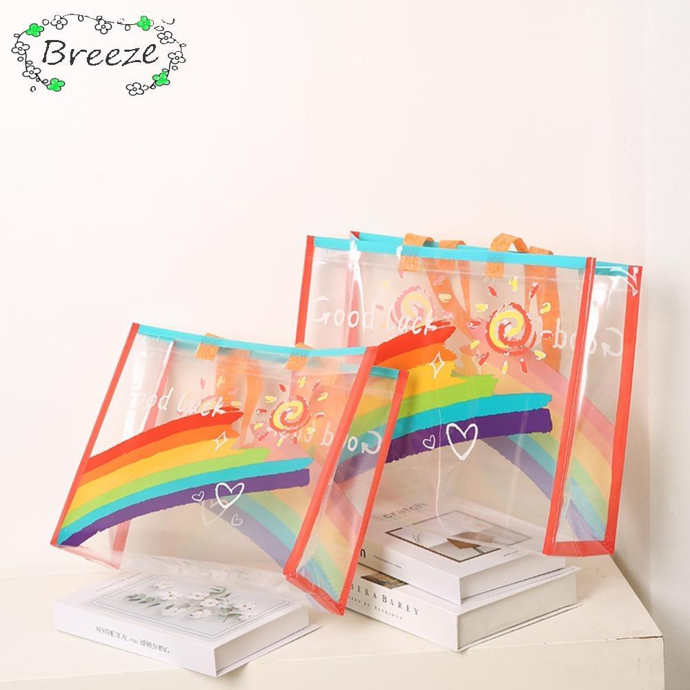 Breeze กระเป๋าสะพายสีรุ้ง PVC กันน้ำ ความจุมาก เหมาะสำหรับชายหาดและปิกนิก – โปรปัง